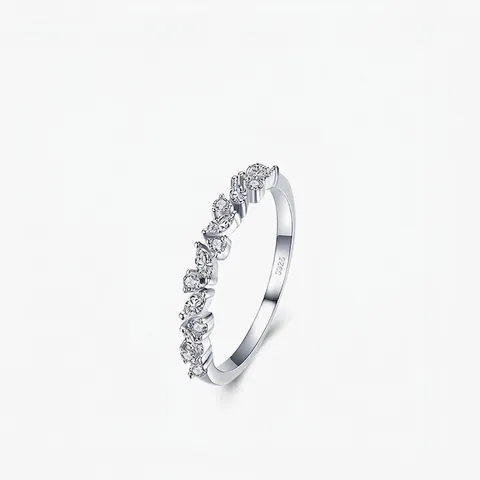 Elegant S925 Sterling Silver Ring for Women Marquise Round Cut Zirconia Thin Band Stackable Wedding Engagement Jewelry