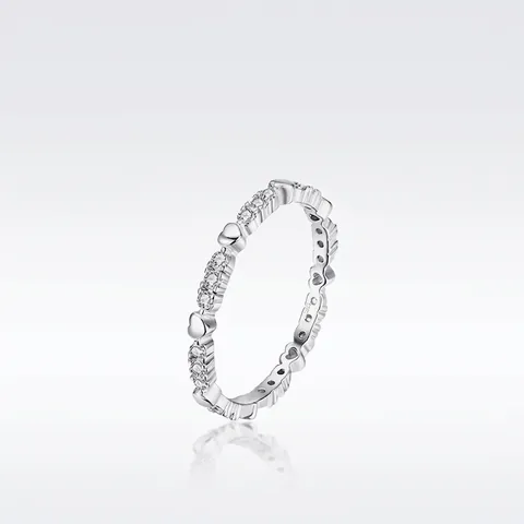 S925 Sterling Silver Heart Ring For Women Elegant Polished Zirconia Inlaid Adjustable Finger Band Fashion Jewelry Gift