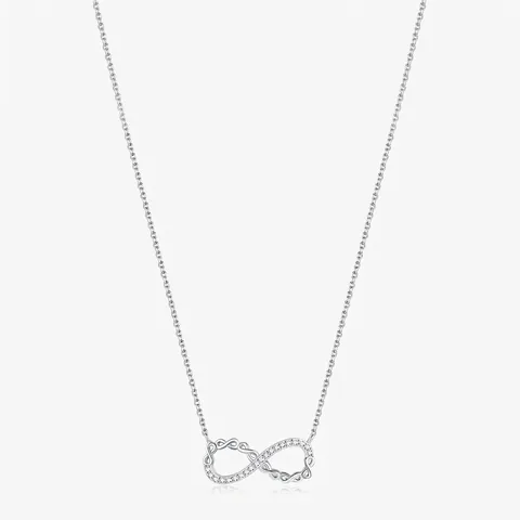 Collar de Infinito de Cinta de Moebius de Plata de Ley 925 para Mujer Elegante Circonia Incrustada Minimalista Cadena de Clavícula