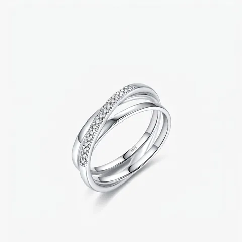 925 Sterlingsilber Gekreuzte Linien Ring Für Damen Glänzende Zirkonia Eingelegt Minimalistisch INS Stil Finger Schmuck