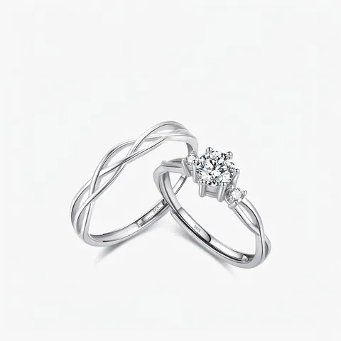 S925 Sterlingsilber Mobius Paar Ring Romantisch Zirkonia Verstellbare Hochzeit Fingerringe Für Herren Damen Schmuck Geschenk
