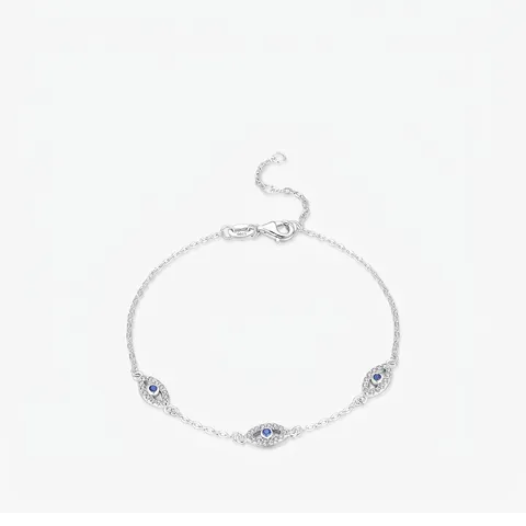 Bracelet Œil du Diable en Argent Sterling 925 pour Femme Elégant Zirconia Bleu Incrusté Chaîne Réglable Bijoux de Mode