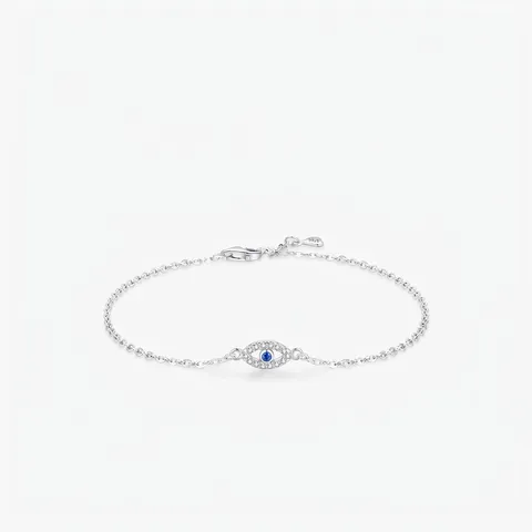 Bracelet Oeil de Turquie en Argent Sterling 925 pour Femme Incrusté de Zirconia Bracelet Chaîne Fine Élégant Bijoux Plaqué Or Argent