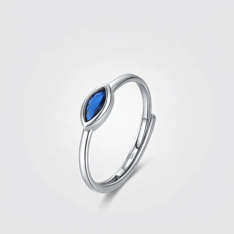 S925 Sterlingsilber Böses Auge Ring Marquise Blau Zirkonia Verstellbar Offener Ring Minimalistischer Schmuck Für Damen