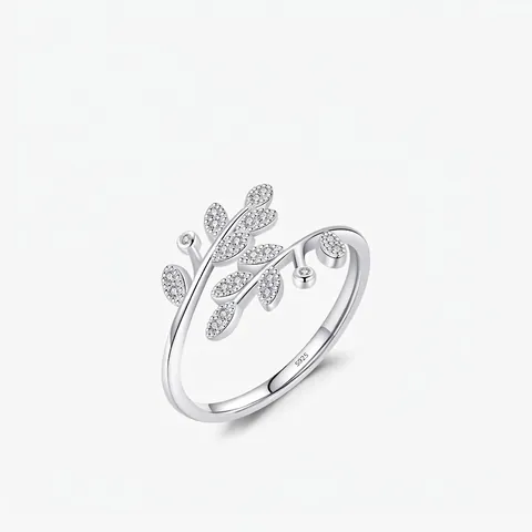925 Sterlingsilber Blatt Offener Ring Für Damen Verstellbarer Zweig Zirkonia Eingelegter Fingerring Minimalistischer Schmuck