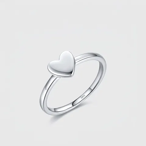 Anello a Cuore in Argento Sterling 925 Minimalista per Donna Semplice Anello al Dito a Forma di Cuore Lucido Gioiello Dolce Regalo
