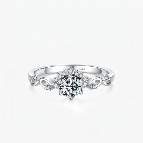 Bague Fleur en Argent Sterling S925 Avec Zirconia pour Femme Anneau Creux Infini Brillant Bijoux de Luxe Élégants