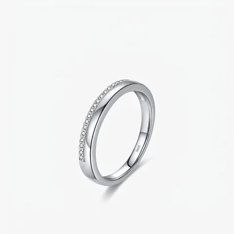 Minimalist 925 Sterling Silver Row Zirconia Ring For Women Korean Style Simple Geometric Finger Band Fashion Jewelry Gift