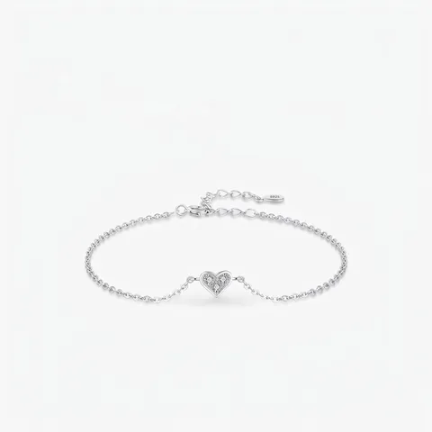Elegante Bracciale a Cuore in Argento Sterling 925 Per Donna Con Pavé di Zirconia Catena Regolabile Gioielli di Moda Regalo di Anniversario