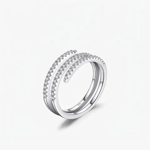 925 Sterling Silver Triple Layer Spiral Ring For Women Zirconia Inlaid Minimalist Chic Fashion Elegant Finger Ring Jewelry
