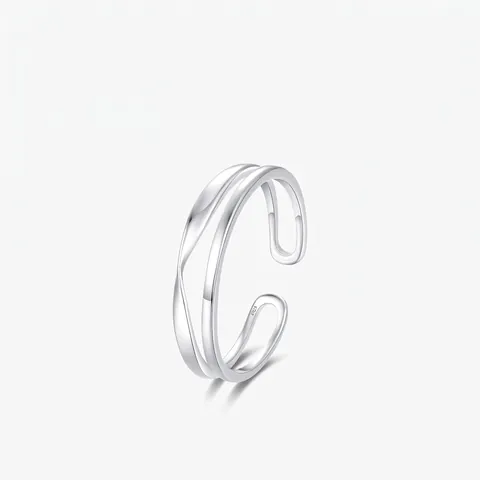 Minimalistische 925 Sterling Zilveren Open Verstelbare Ring Voor Dames Dubbele Laag Lijn Gepolijst Mode Vingerring Sieraden Cadeau