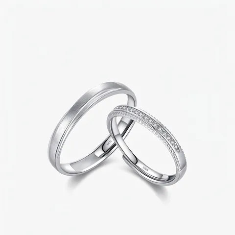 Anelli Regolabili Aperti In Argento Sterling S925 Per Donna Intarsio In Zirconia Set Di Anelli Da Coppia Minimalisti Gioielli