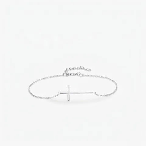 Minimalistisches 925 Sterlingsilber Kreuz Armband Für Damen Verstellbare Kette Horizontales Kreuz Anhänger Mode Schmuck