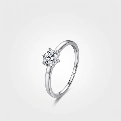 925 Sterling Silver Crown Six-Prong Zirconia Ring Elegant Fashion Solitaire Wedding Proposal Ring For Women Jewelry
