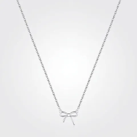 925 Sterlingsilber Schleife Anhänger Halskette Für Damen Elegant Süß Zirkonia Eingelegt Schlüsselbeinkette Schmuck Geschenk