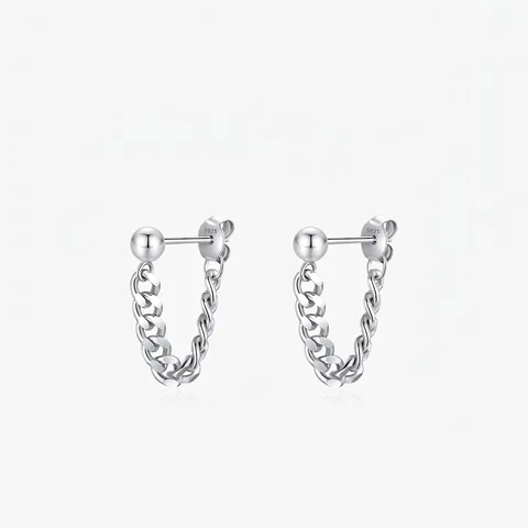 Vintage 925 Sterling Silver Chain Earrings For Women Men Punk Hip Hop Minimalist U-Shaped Drop Earrings Unisex Jewelry Gift