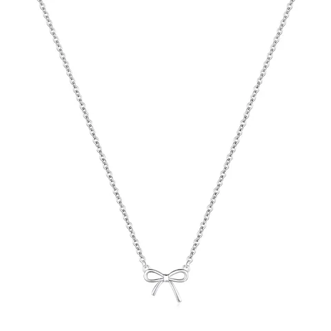 Collier Pendentif Noeud Papillon en Argent Sterling 925 pour Femme Élégant Doux Zirconia Incrusté Bijoux Chaîne de Clavicule
