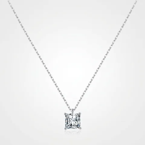 925 Sterling Silver Square Zirconia Pendant Necklace For Women Princess Cut Sparkle Clavicle Chain Light Luxury Jewelry