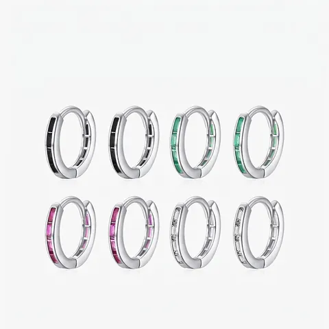 925 Sterlingsilber Huggie Hoop Ohrringe Für Damen Eingelegter Rechteckiger Zirkonia Minimalistischer Geometrischer Ohrring Schmuck Geschenk