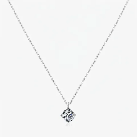 Classic Minimalist 925 Sterling Silver Round Zirconia Pendant Necklace For Women Elegant Thin O-Chain Daily Jewelry Gift