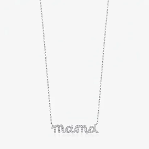 Collar de Plata de Ley 925 con Colgante de Letra Mama Para Mujer Elegante Cadena de Clavícula con Circonia Joyería
