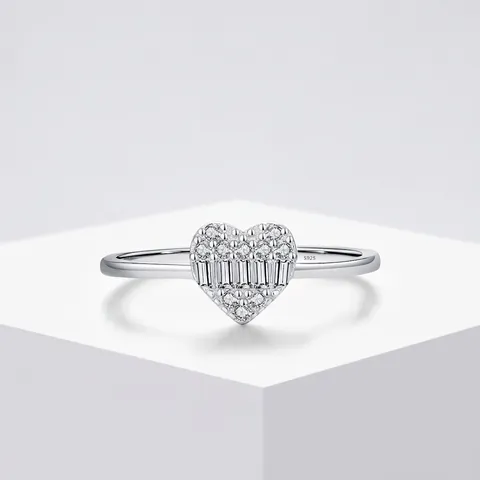 S925 Sterlingsilber Herz Ring Für Damen Funkelnde Zirkonia Eingelegte Verstellbare Fingerring Zierliche Elegante Schmuck Geschenk