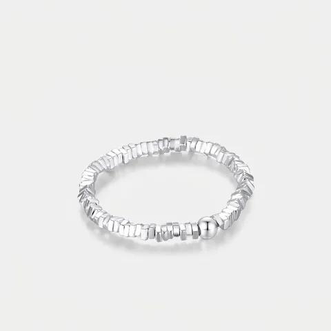 S925 Sterling Silver Irregular Crushed Silver Open Ring For Women Minimalist Adjustable Statement Ring Finger Jewelry Gift