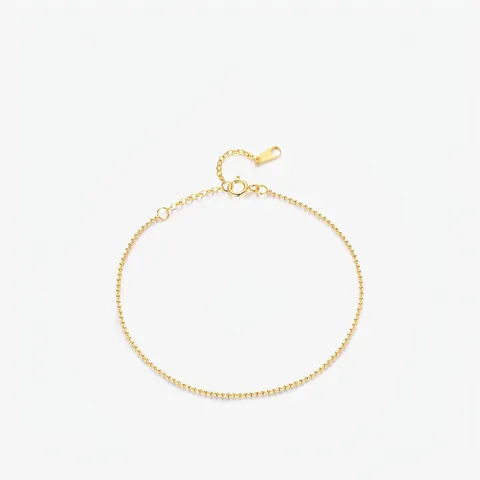 Bracciale a Sfere in Argento Sterling S925 Oro per Donna Minimalista Delicato Regolabile Catena a Sfere Rotonde Gioielli