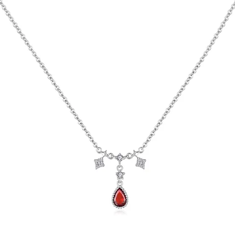 Elegant 925 Sterling Silver Teardrop Pendant Necklace For Women Vintage Zirconia Tassel Clavicle Chain Personal Jewelry Gift