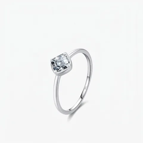 S925 Argento Sterling Anello Zircone Quadrato per Donna Design Minimalista Geometrico Anello da Dito Gioielli alla Moda Regalo