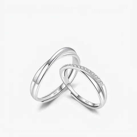 S925 Sterling Zilver Möbius Partnerringen Verstelbaar Zirconia Ingelegd Individueel Modeontwerp Hand Sieraden Open Ringen Voor Geliefden