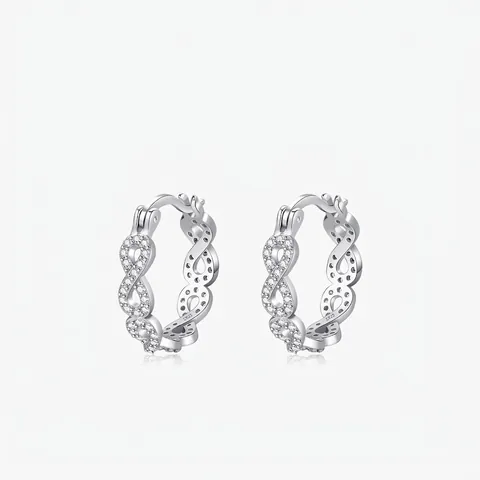 Orecchini a Cerchio Infinito in Argento Sterling 925 per Donna con Zirconia Scintillante Incastonata Mobius Loop Gioielli di Moda