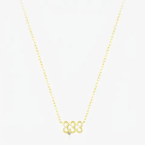 S925 Sterling Silver Lucky Number 333 Pendant Necklace Zirconia Inlaid Gold Plated Clavicle Chain Jewelry For Women