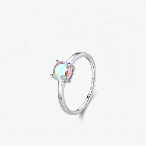 Anello in Argento Sterling 925 con Zirconia Colorata per Donna Stile Geometrico Dolce Minimalista Gioielli da Dito alla Moda Regalo