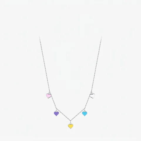 S925 Sterlingsilber Farbiges Emaille Herz Anhänger Halskette Für Damen Elegant Mode Süß Zierlich Mehrfarbig Herz Schlüsselbeinkette Schmuck Geschenk