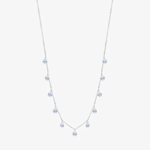 925 Sterling Silver Teardrop Zirconia Necklace For Women Glistening Water Drop Pendant Choker Fairy Fashion Jewelry Gift