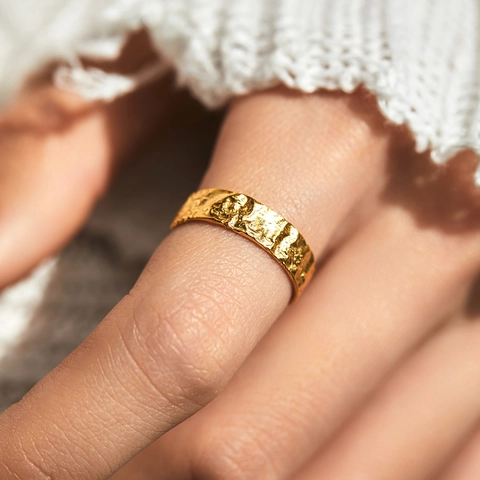 S925 Sterling Silber Unregelmäßig Lavatextur Offener Ring Für Damen Minimalistisch Vintage Gold Silber Plattiert Verstellbar Gehämmert Ring Schmuck