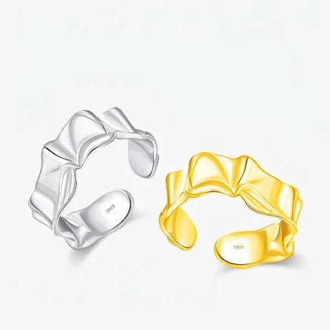 925 Sterlingsilber Unregelmäßige Falten Textur Offener Ring Für Damen Verstellbarer Minimalistischer Nischen Design Fingerring