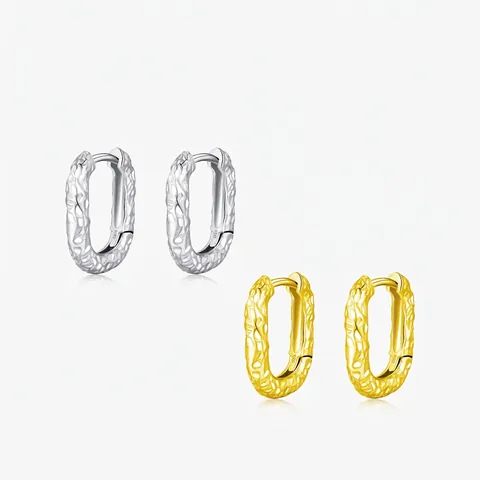 925 Sterlingsilber Gehämmert Textur Creolen Für Damen Oval Minimalistisch Geometrisch Elegant Vielseitig Mode Schmuck Alltag