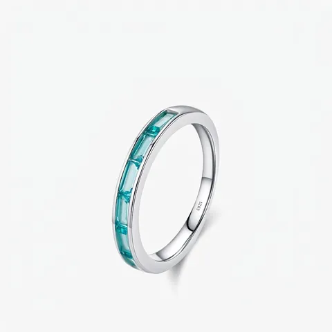 925 Sterlingsilber Baguette Zirkonia Eternity Ring Für Damen Vintage Minimalistisch Geometrisch Finger Schmuck Silberner Ring