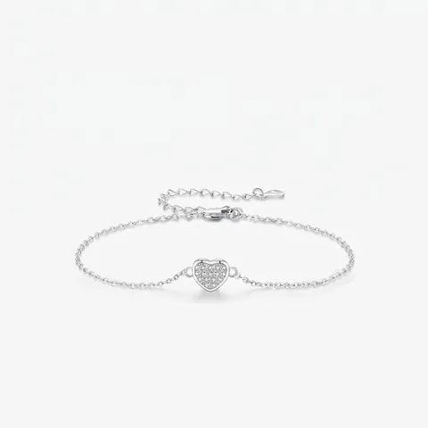 Elegante Bracciale a Cuore in Argento Sterling 925 per Donna con Zirconia Scintillante Catena Regolabile Minimalista Gioielli Raffinati Quotidiani