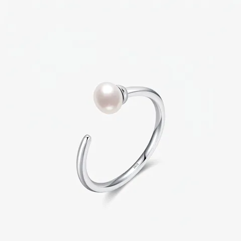 Minimalistischer 925 Sterlingsilber Offener Ring Für Damen Eleganter Natürlicher Süßwasserperle Verstellbarer Ring Schmuck