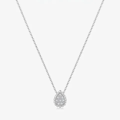 S925 Sterling Silver Water Drop Pendant Necklace Sparkling Zirconia Inlaid Elegant Pear Shaped Clavicle Chain Jewelry Gift