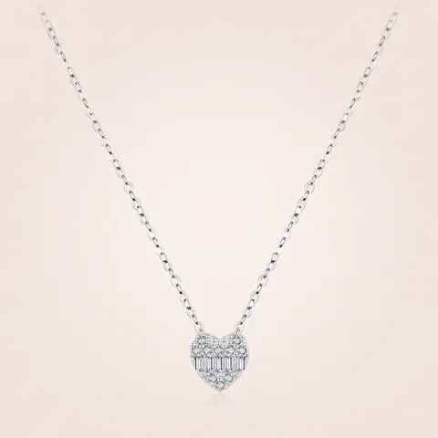 S925 Sterlingsilber Herz Anhänger Halskette Für Damen Funkelnde Zirkonia Schlüsselbeinkette Leichter Luxus Mode Schmuck