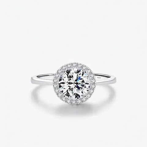 925 Sterling Silver Halo Ring Round Zirconia Elegant Shining Fashion Jewelry Engagement Wedding Finger Ring For Women