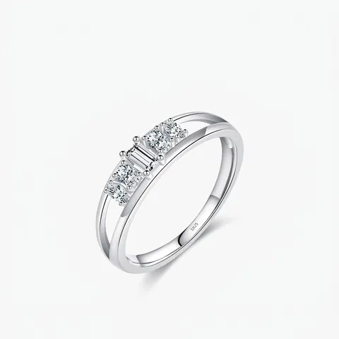 Elegant 925 Sterling Silver Crown Ring Double Layer Hollow Rhinestone Geometric Finger Ring For Women Elegant Jewelry Gift