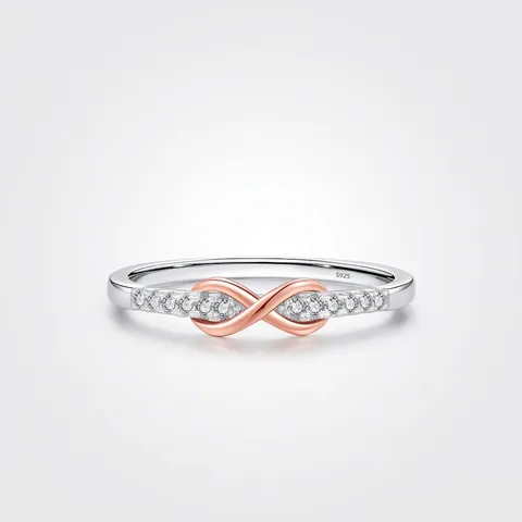 925 Sterlingsilber Unendlichkeitssymbol Möbiusband Ring Mit Zirkonia Eingelegt Zweifarbig Roségold Silber Mode Ring Für Damen