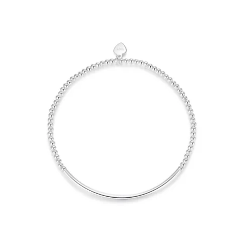 Minimalist 925 Sterling Silver Beaded Bracelet For Women Elegant Round Beads Curved Tube Heart Pendant Charm Bracelet Jewelry