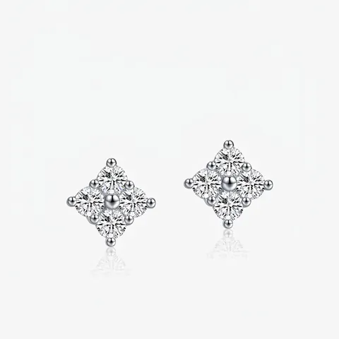 925 Sterling Silver Moissanite Stud Earrings Elegant Rhombus Flower D Color VVS1 Moissanite Earrings For Women Jewelry Gift