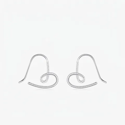 Pendientes de Gancho en Forma de Corazón de Plata de Ley S925 Textura de Espiral Retorcida Joyería Minimalista para Mujer